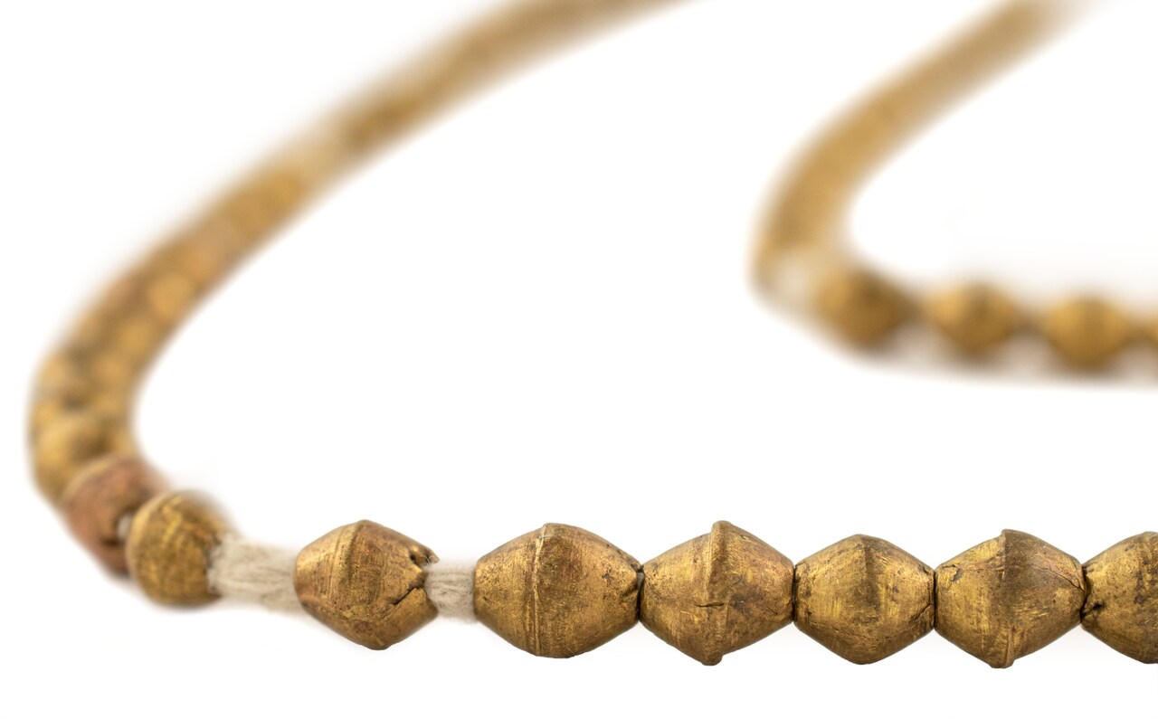 The Bead Chest Brass Bicone Beads - Full Strand of Ethiopian Metal Beads (6 x 5mm, Brass)